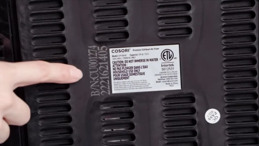 Where is the Batch Number on Cosori Air Fryer